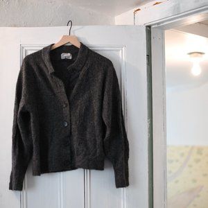 Everlane Cropped Alpaca Cardigan Charcoal Grey